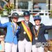 Angelige Quesen (GER), Mylen Krue (ER) und Mynou Diederichsmeier (GER) bei der Siegerehrung der Deutschen Meisterschaften der Springreiterinnen auf dem Longines Balve Optimum